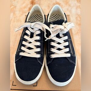 Taos Soul Navy Canvas Lace-Up Sneakers zip up sides